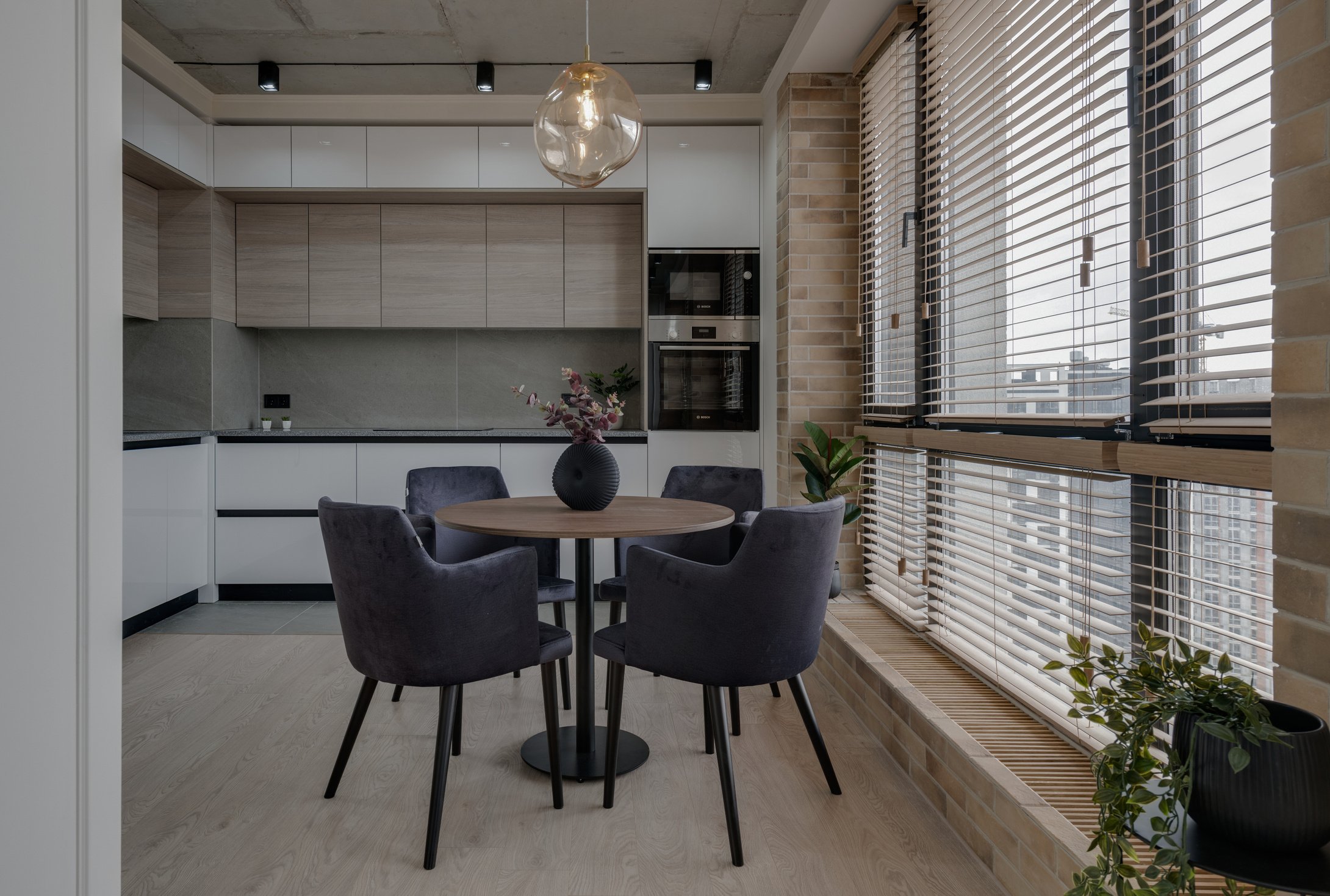 Ceiling Lamp above a Table in a Kitchen